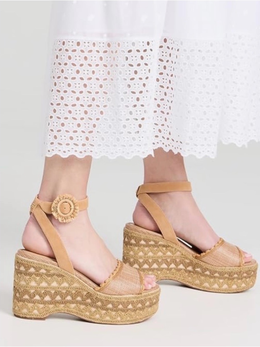 Sam Edelman Tan Woven Espadrille Wedge Sandals
